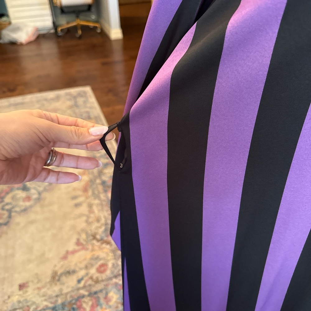 Striped Purple & Black Maxi Dress with Ruffle Hem - Picture 5 of 9